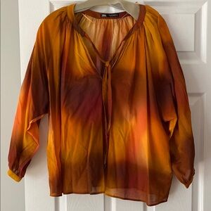 Zara Women's Tie-Dye Blouse - Orange size L